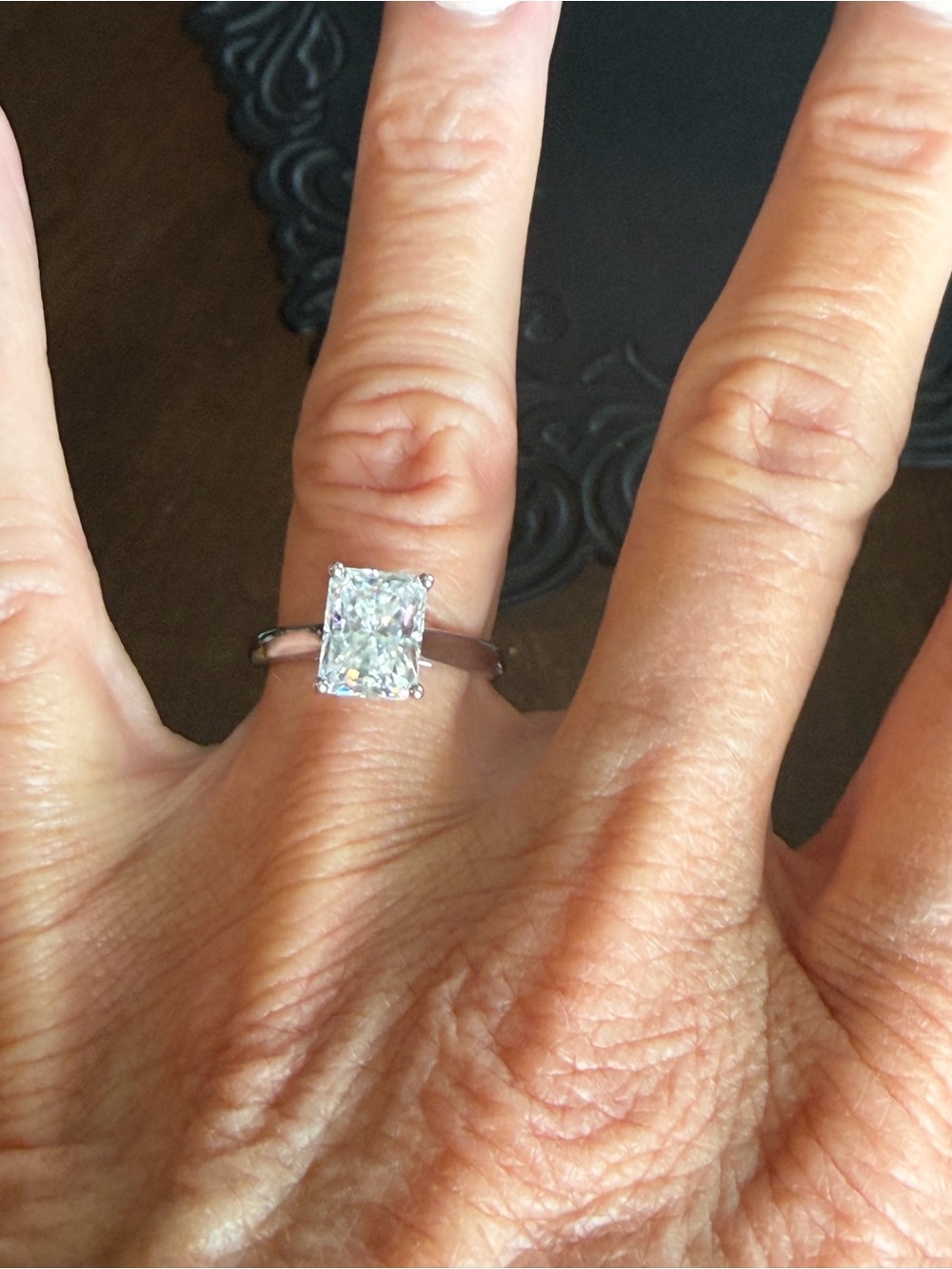 Classic Solitaire 3ct Radiant-Cut CZ Engagement Ring. Size 6 - Picture 5 of 5